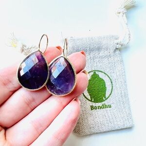NWT Amethyst Teardrop Earrings Gold
